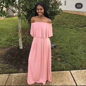 Pink Off The Shoulder Sun Dress